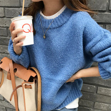 Load image into Gallery viewer, Sweater Women 2020 Autumn Winter Fashion Solid O Neck Pullover Sweaters Korean Style Knitted Long Sleeve Jumpers Casual Tops
