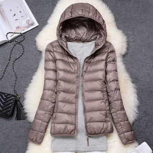 Hiver femmes ultraléger mince doudoune blanc canard vers le bas à capuche vestes à manches longues manteau chaud Parka femme Portable Outwear